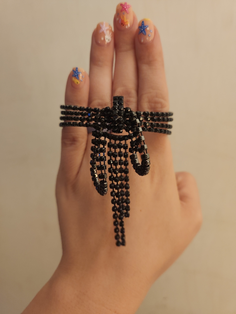 💕$5/25 Black Crystal Fringe Statement Ring - Women Jewelry